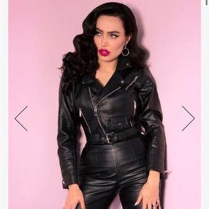 Vixen by Micheline Pitt faux leather motorcycle jacket